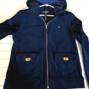 NWT Ralph Lauren Blue Topaz Velour Hoodie PM